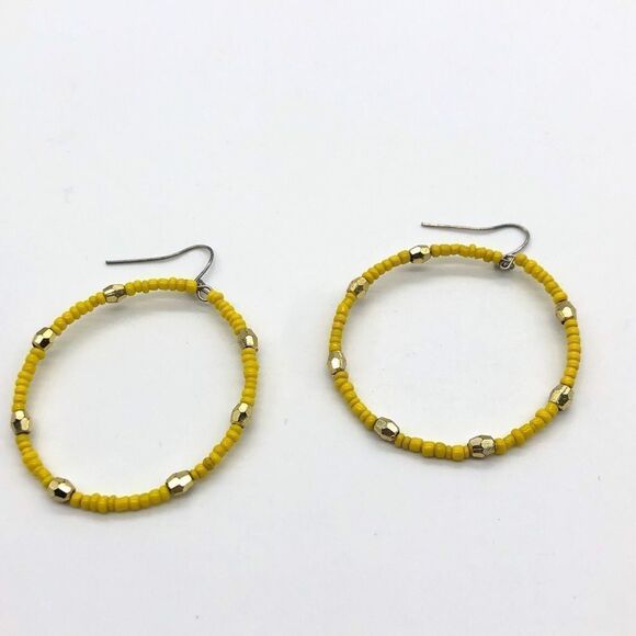 💝Yellow Beads Hoop - Picture 2 of 2